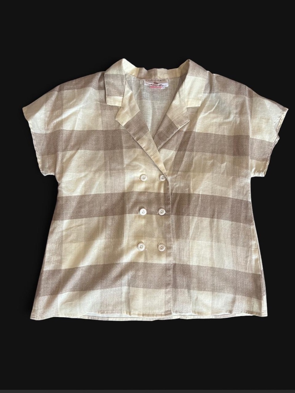 Vintage 70’s Jonathan Martin Short Sleeve Double-Breasted Plaid Shirt